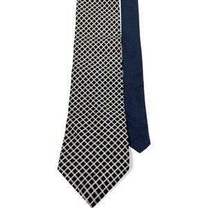 Tommy Hilfiger Silk Tie Geometric Blue Beige Vintage 90's